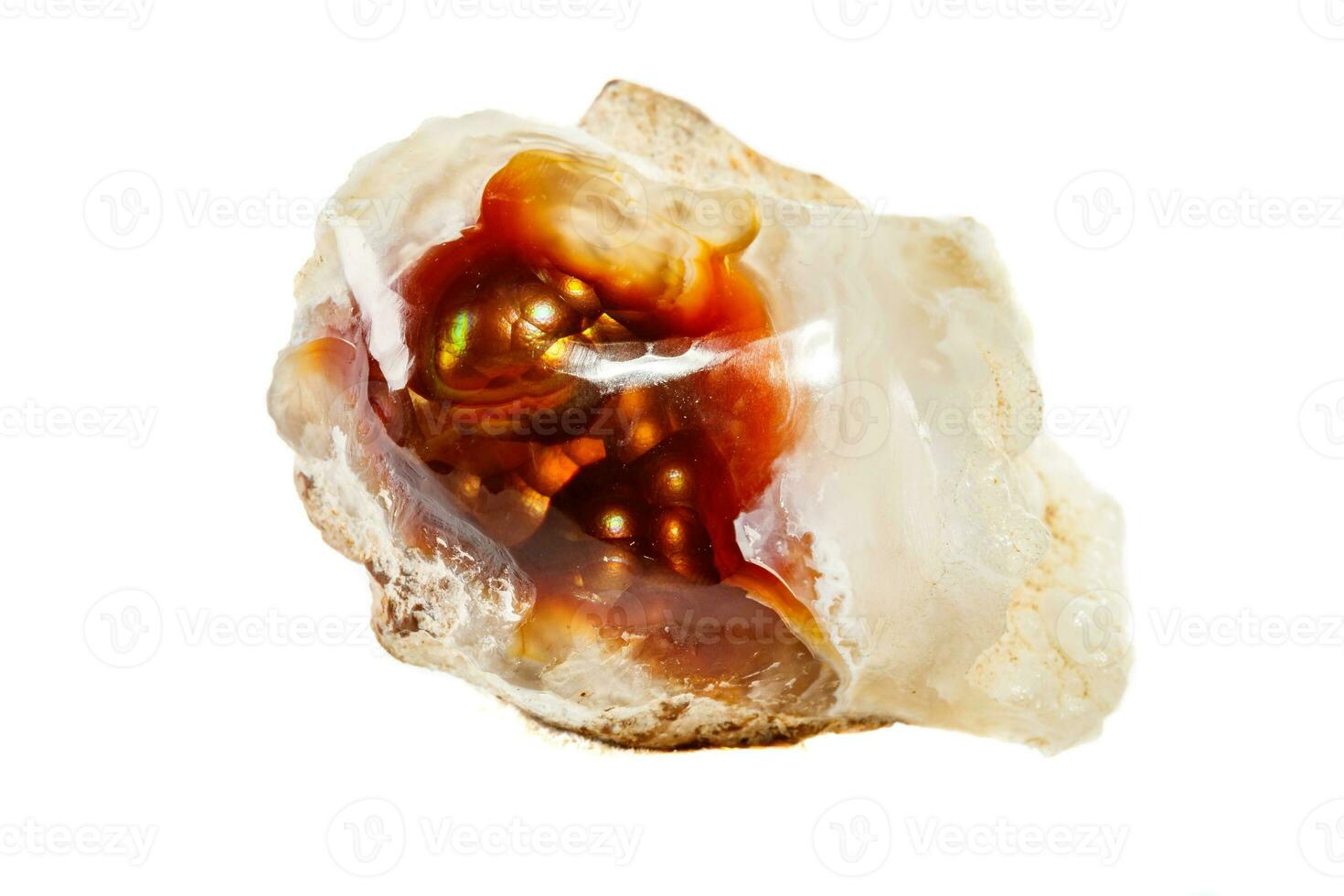 macro mineral pedra fogosa ágata em uma branco fundo foto