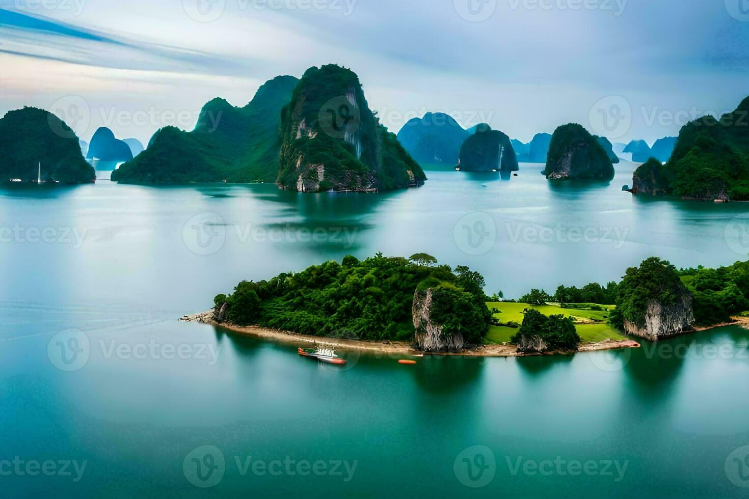a lindo ilha do Halong baía dentro Vietnã. gerado por IA foto