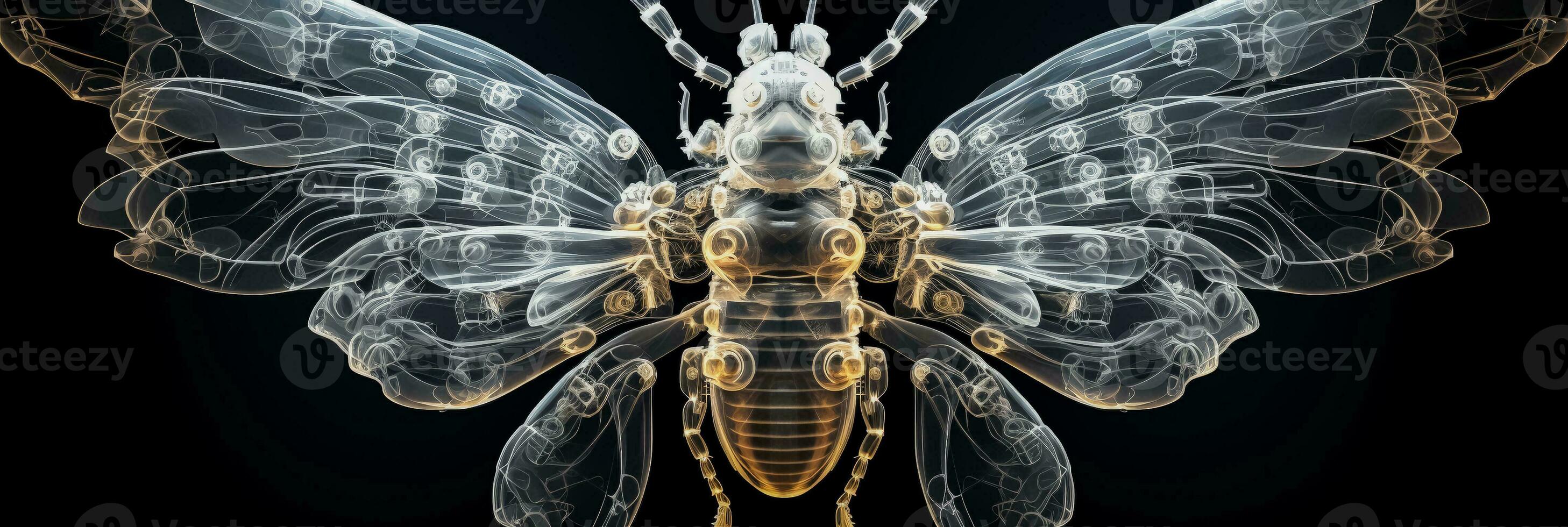 intrincado x raio imagem ilustrando uma abelhas tórax e asa articulação estrutura foto