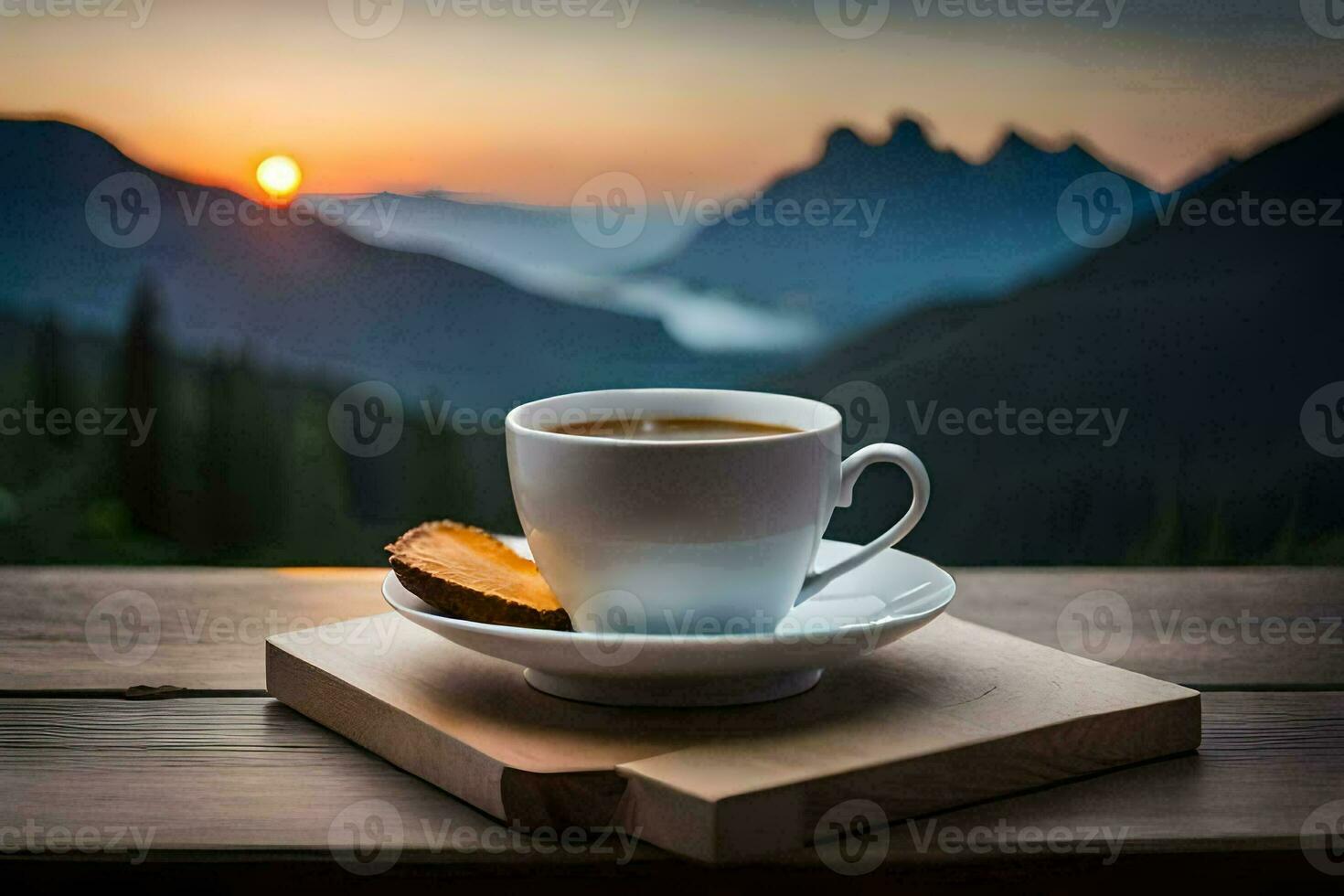 café e uma montanha visualizar. gerado por IA foto