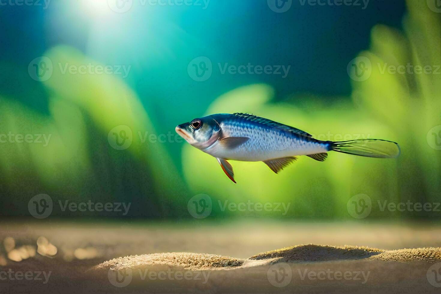 foto papel de parede a céu, peixe, água, grama, plantas, a mar, a mar,. gerado por IA