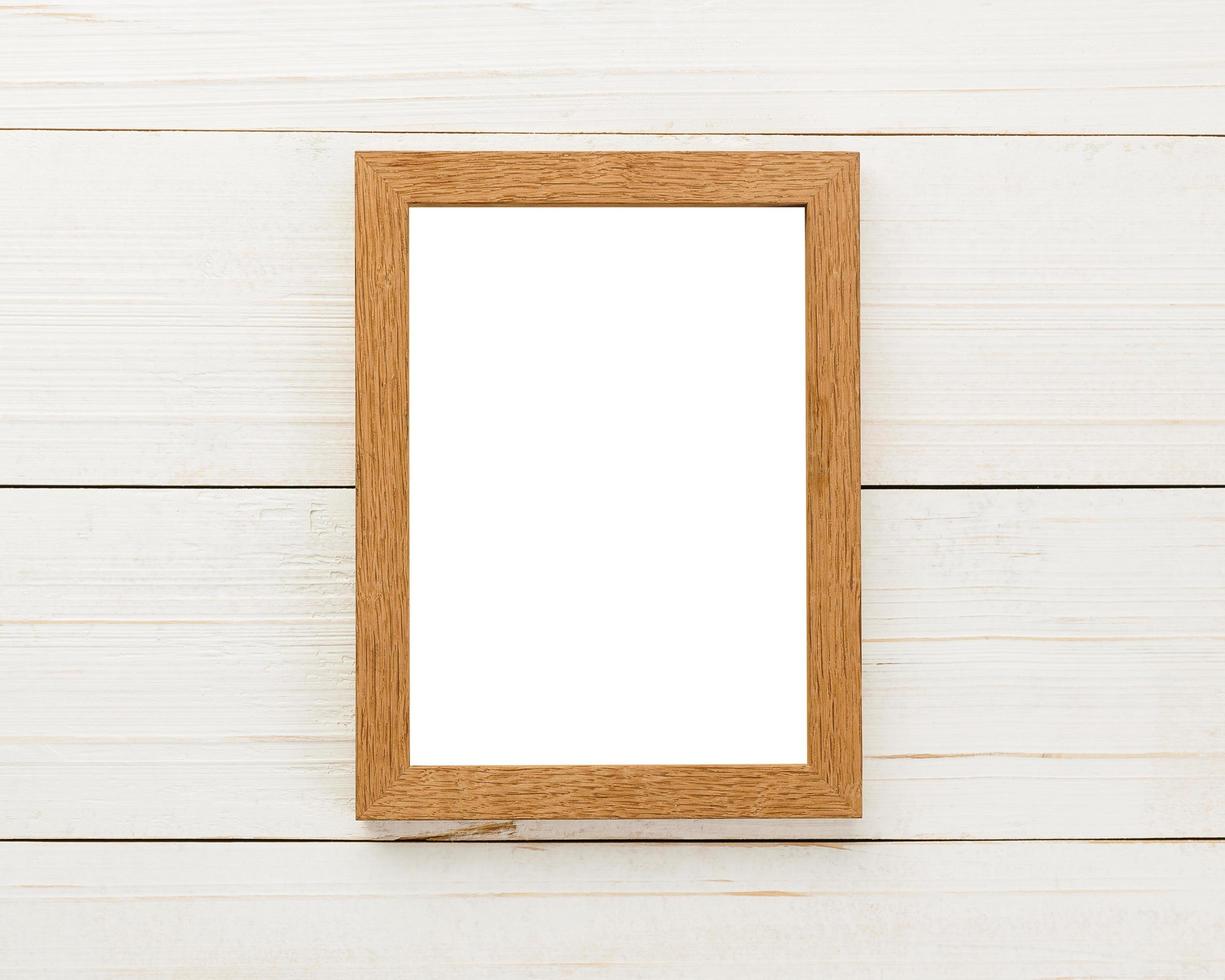 maquete de moldura de foto, modelo de moldura em branco. disposição plana, estilo minimalista foto