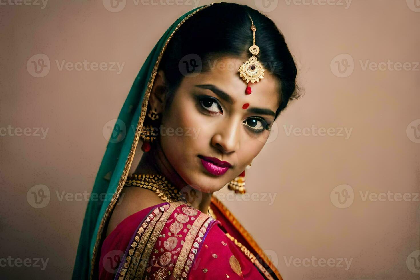 uma lindo indiano mulher dentro tradicional traje. gerado por IA foto