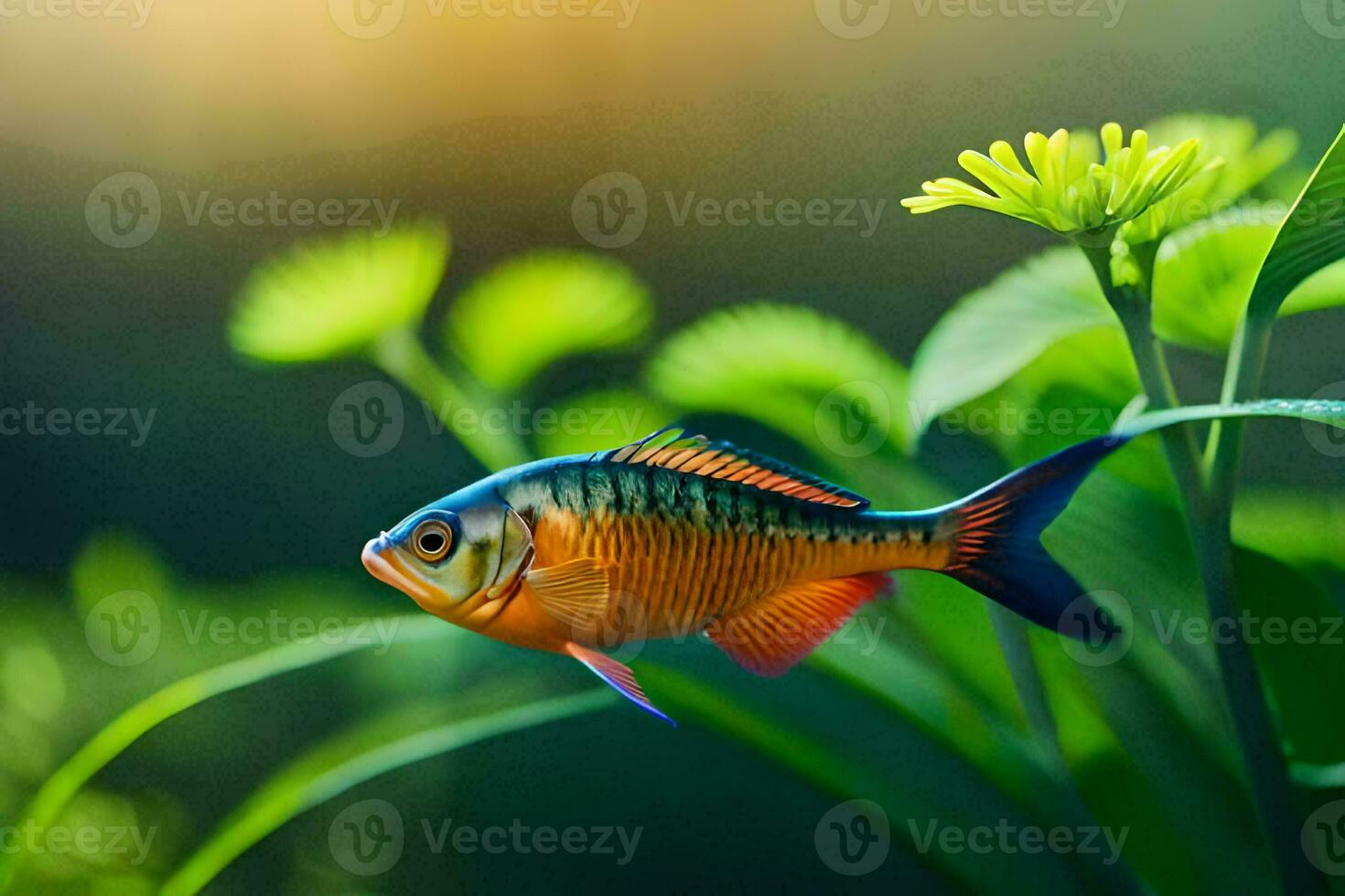 uma peixe dentro a grama. gerado por IA foto