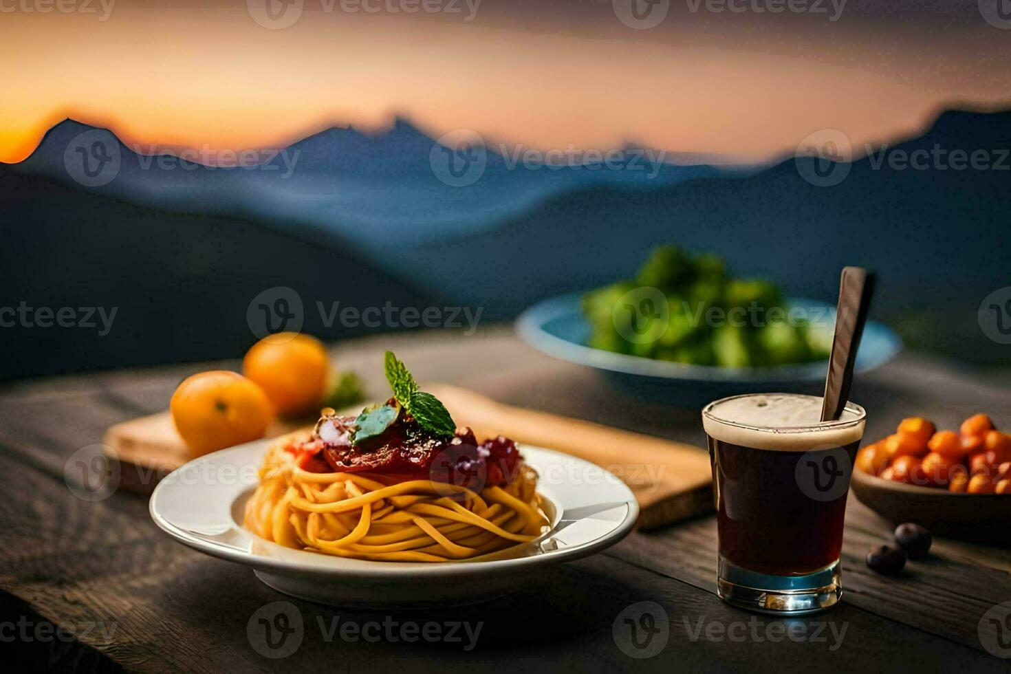 a Comida do a montanhas. gerado por IA foto