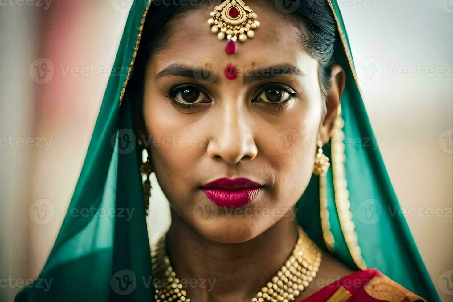 uma mulher vestindo uma tradicional indiano sári. gerado por IA foto