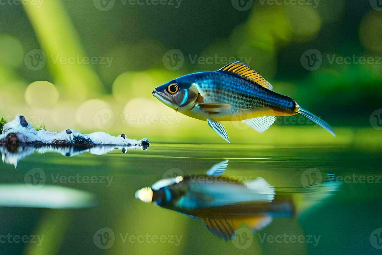 uma peixe é natação dentro a água. gerado por IA foto