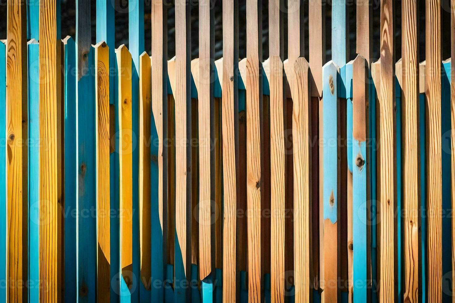 uma colorida cerca com de madeira ripas. gerado por IA foto