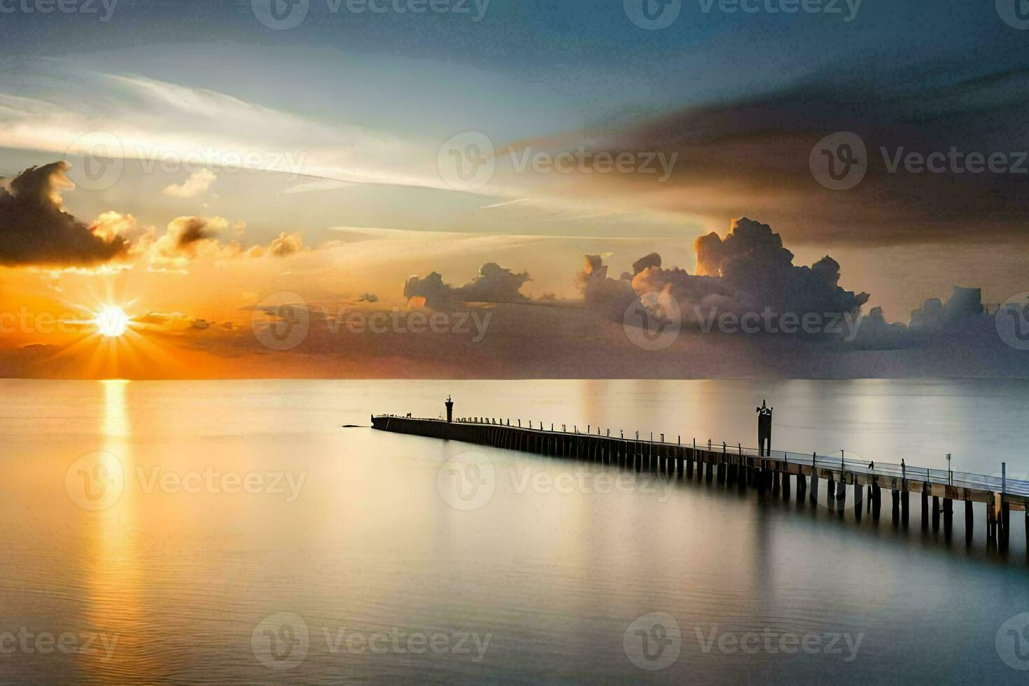 foto papel de parede a céu, nuvens, mar, a oceano, a céu, a sol, o. gerado por IA