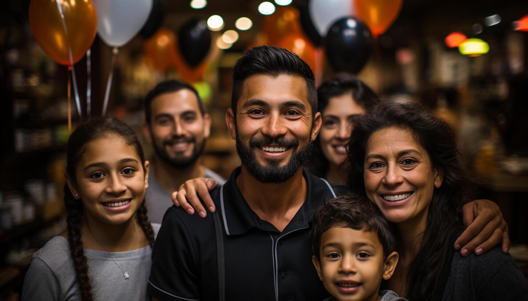 sorridente adultos olhando às Câmera, dentro de casa, desfrutando união e Diversão gerado de ai foto