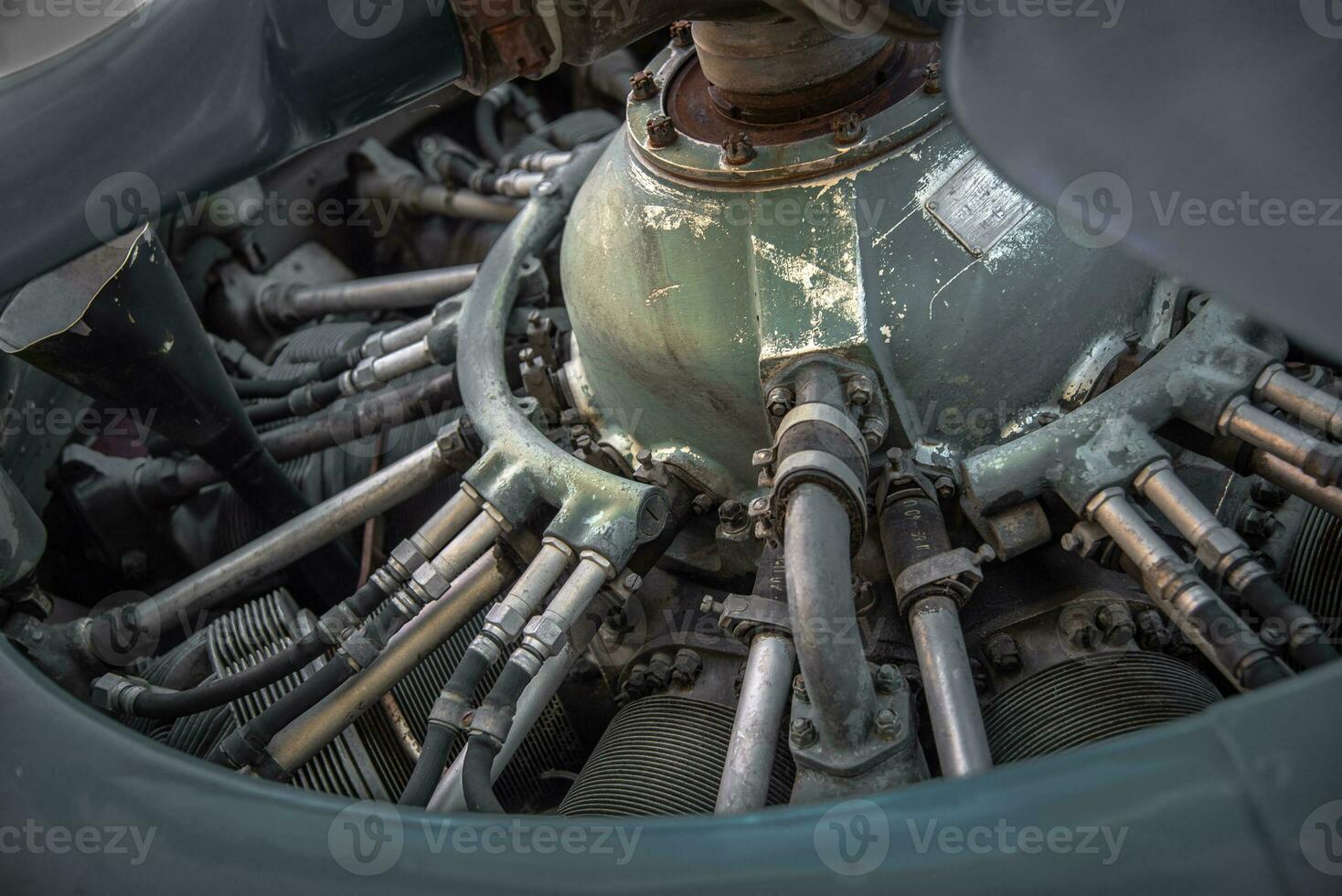 alguns detalhes do velho radial avião motor foto