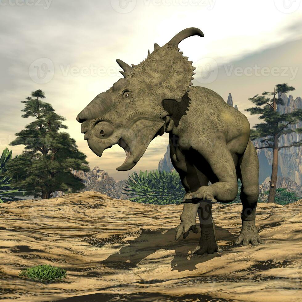 paquirinossauro dinossauro rugindo - 3d render foto