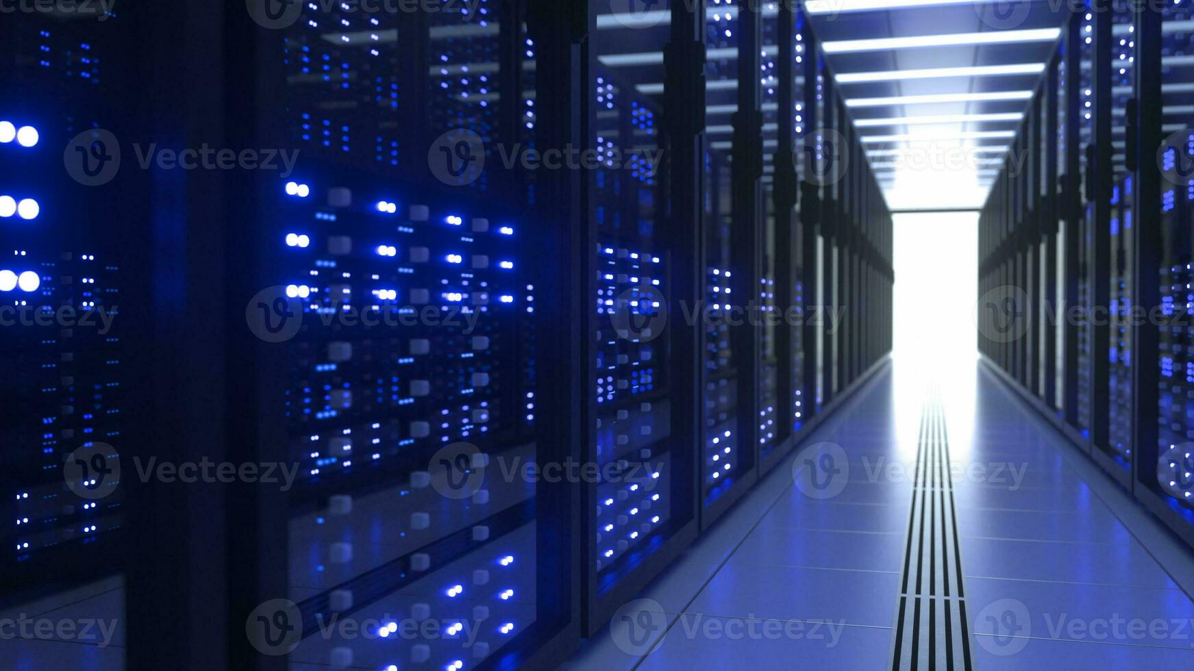 racks de computador de data center em mineração de criptomoeda de sala de servidores de segurança de rede foto