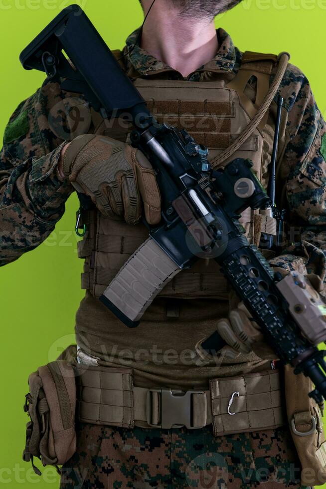 fundo verde de realidade virtual de soldado foto