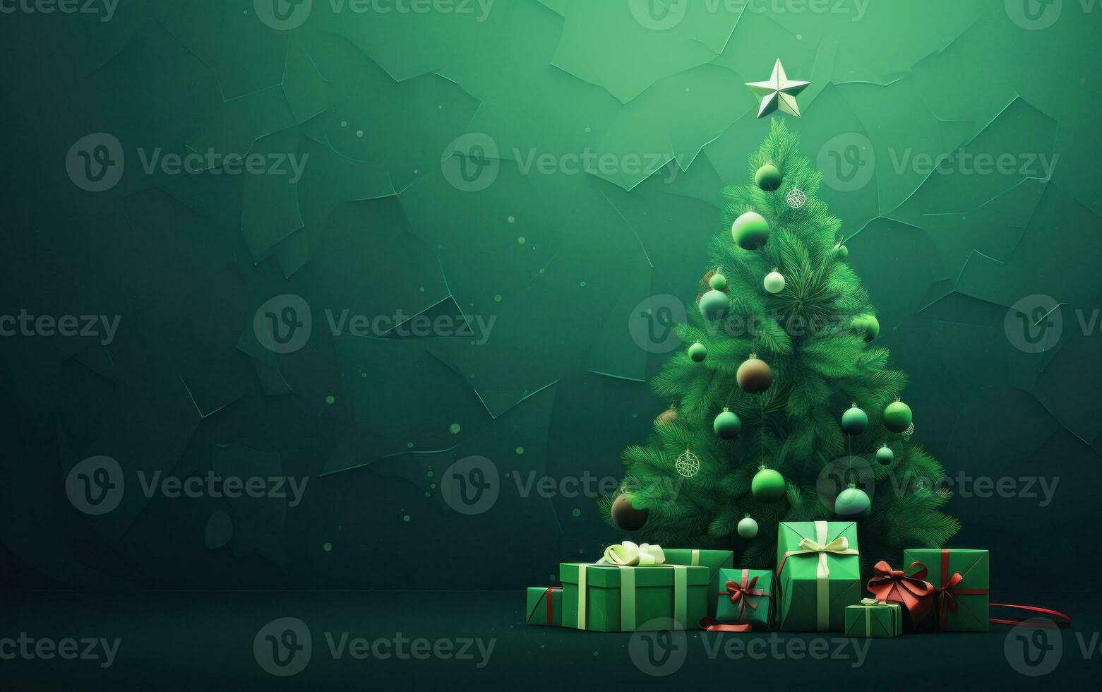 decorado Natal árvore com presentes em verde fundo. alegre Natal. simples feriado ilustração foto