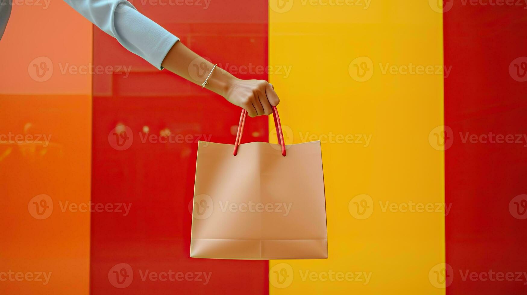 retrato mão segurando compras saco ai generativo foto