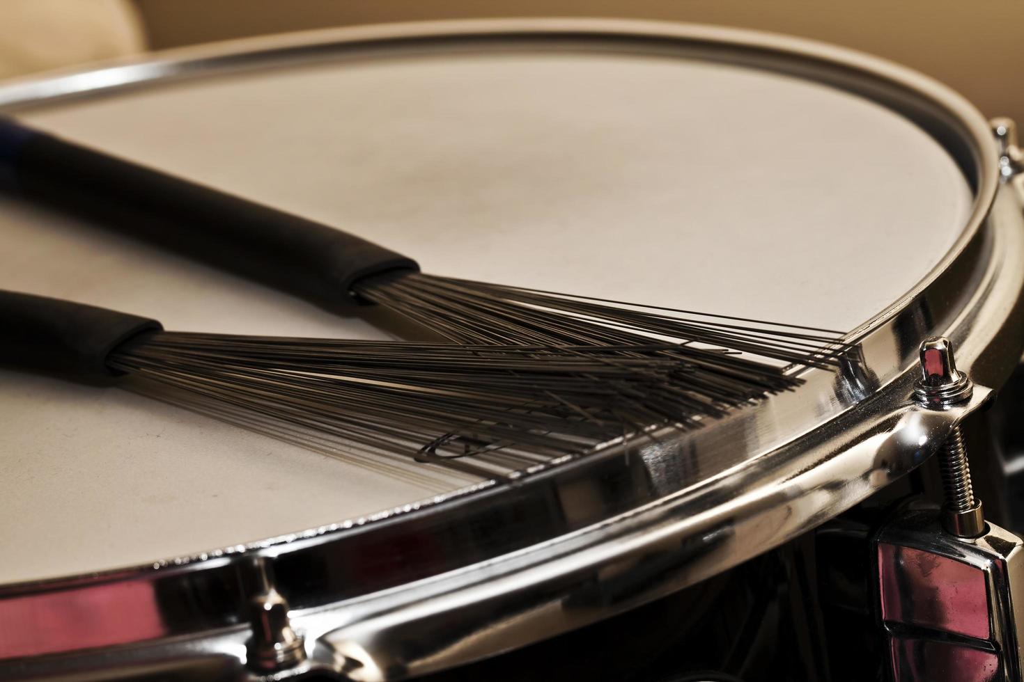 instrumentos musicais de ritmo vista de bateria foto