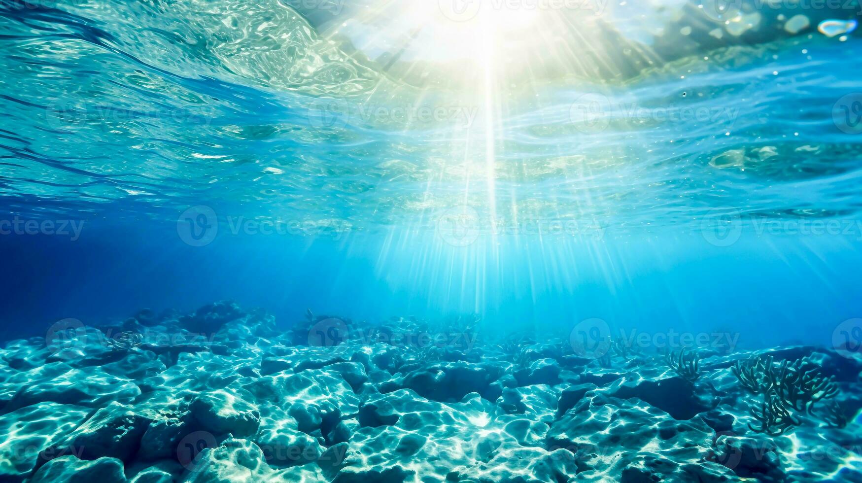 transparente fundo do embaixo da agua azul oceano. ai gerado. pró foto
