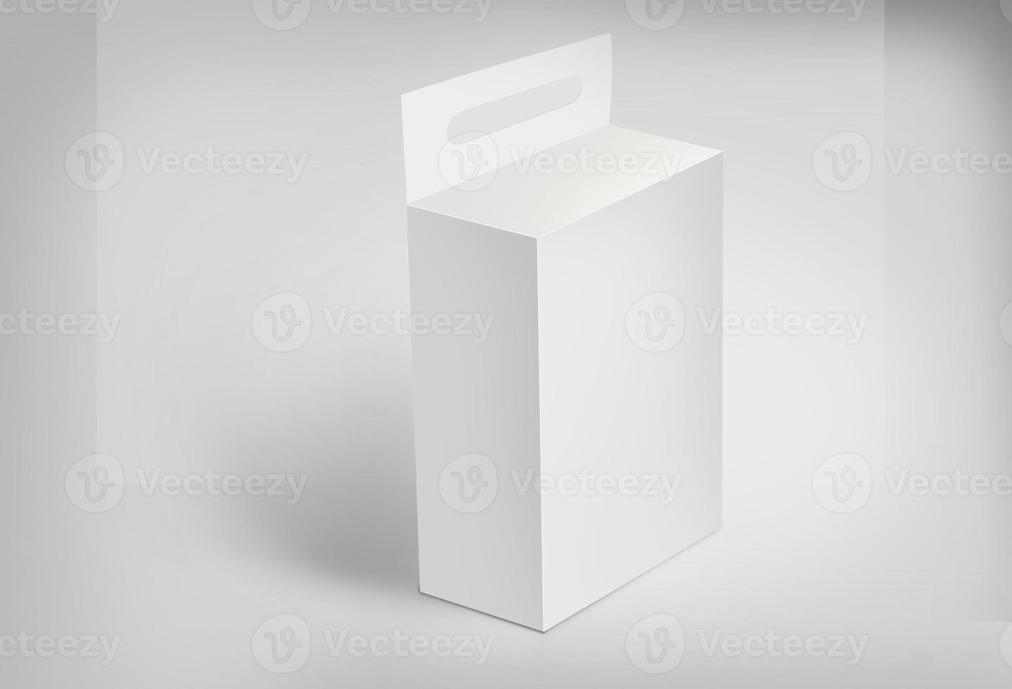Caixa branca 3D no solo foto