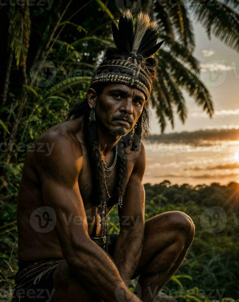 foto do selvagem bárbaro tribal dentro a selva , generativo ai