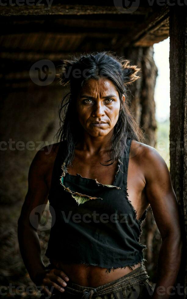 foto do selvagem tribal mulher dentro a selva, generativo ai