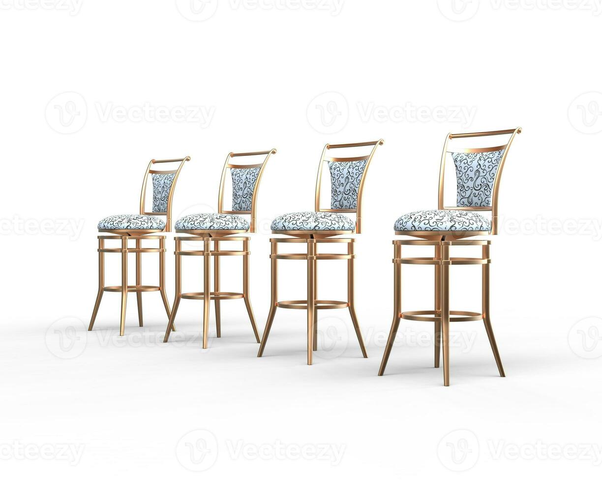 quatro café fazer compras cadeiras em branco fundo. foto