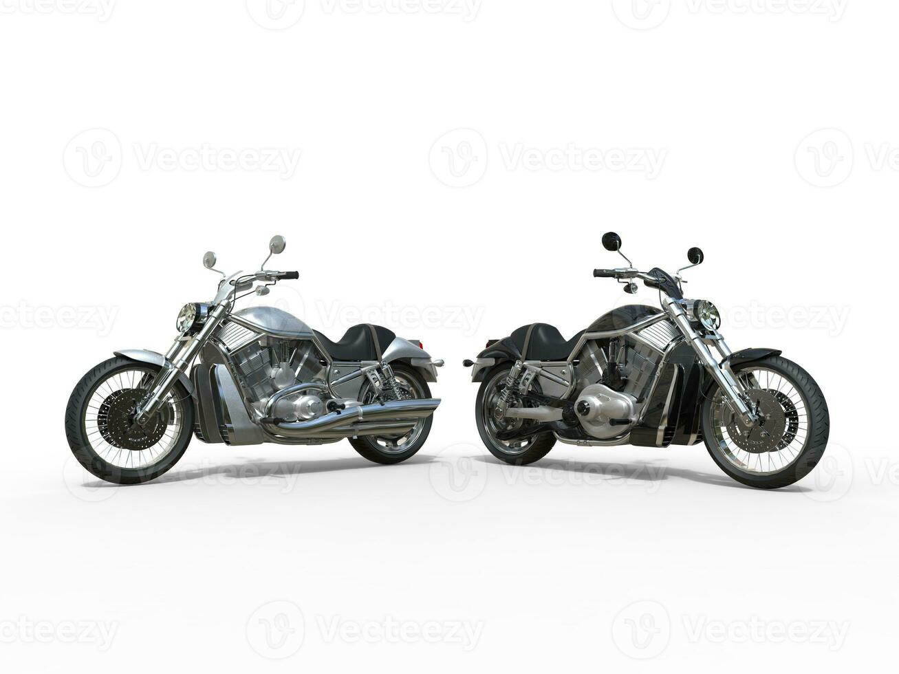 Preto e branco motocicletas lado de lado foto