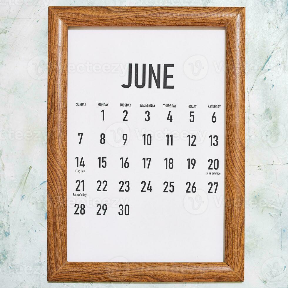Junho 2020 por mês calendário foto