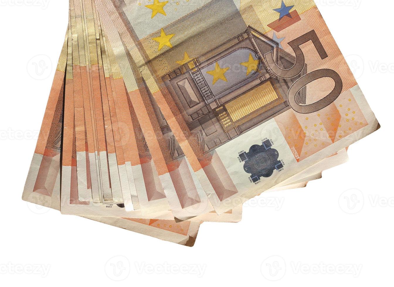 notas de euro, união europeia isolada sobre o branco foto