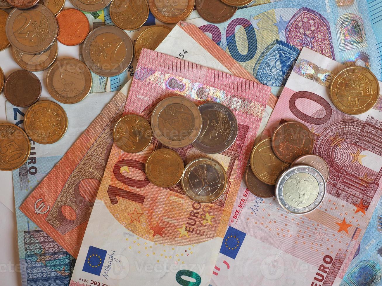 notas e moedas de euro, união europeia eu foto