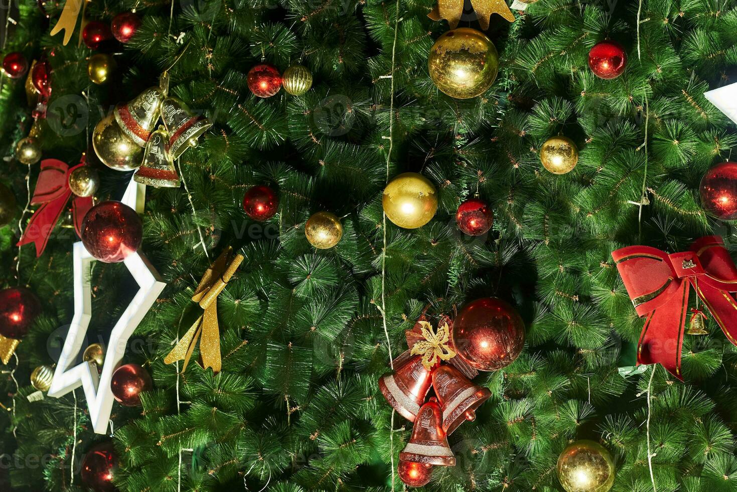 festivo Natal árvore fundo com decorações foto