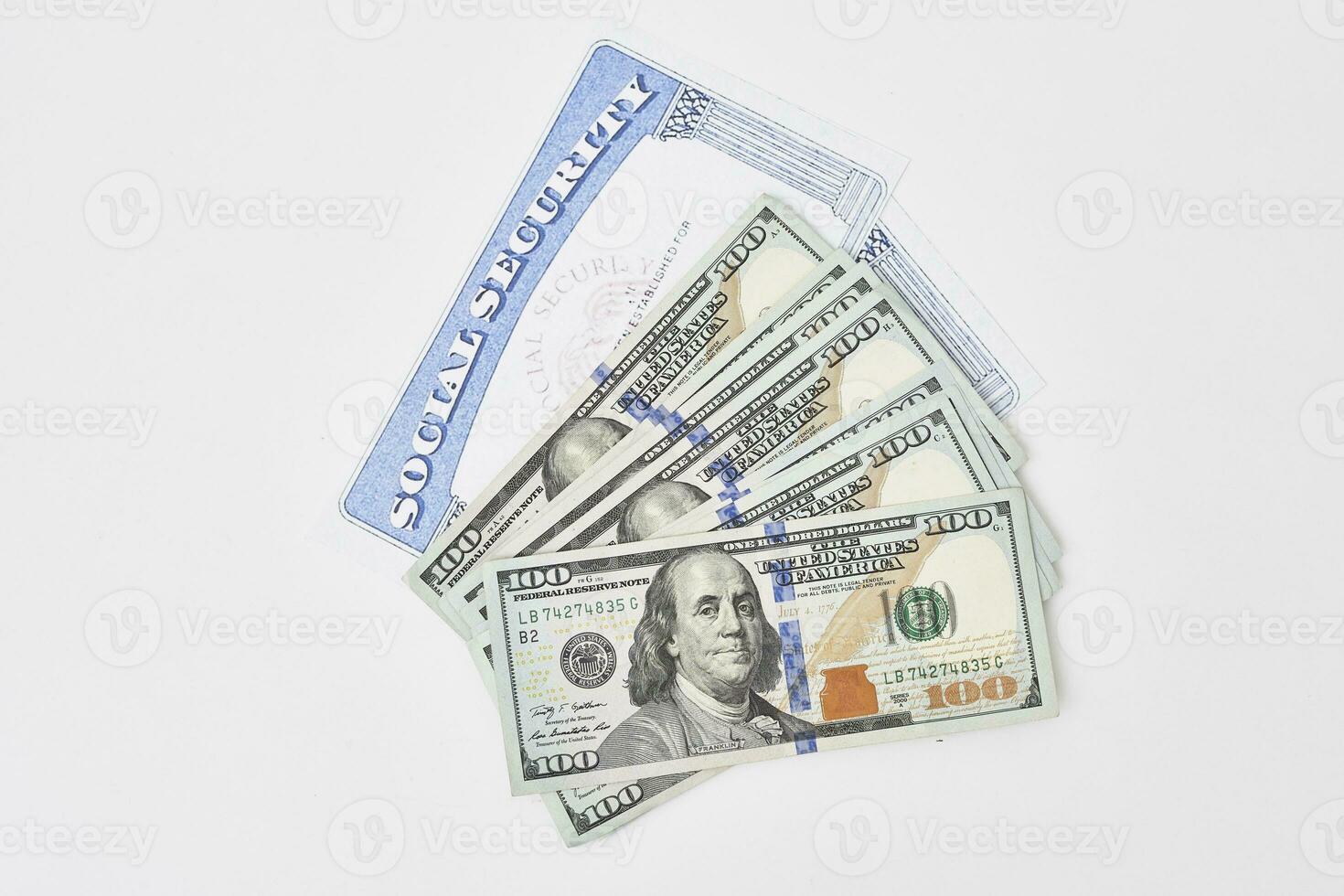 social segurança cartão e nos dólares dinheiro dinheiro foto