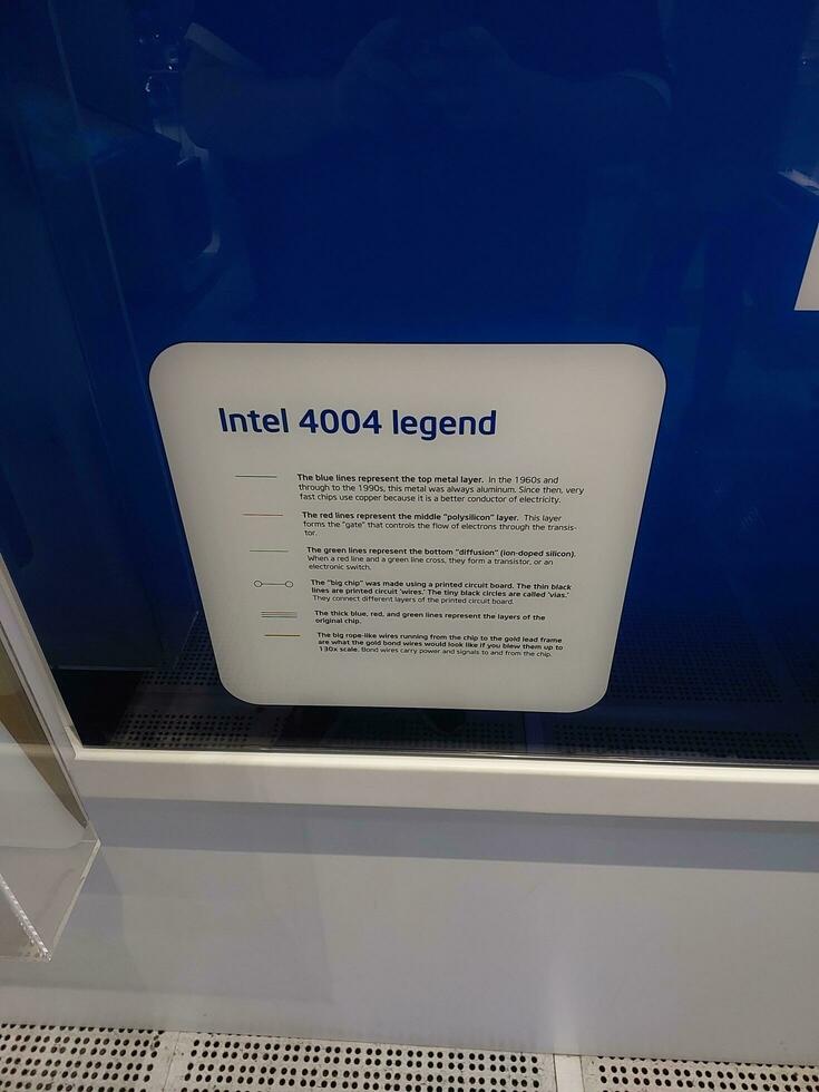 san Jose, Califórnia, EUA - 11/09/2023 intel museu do a robert noyce construção às a intel corporação dentro santa clara, Califórnia. exposições do tecnologia dentro a museu. foto