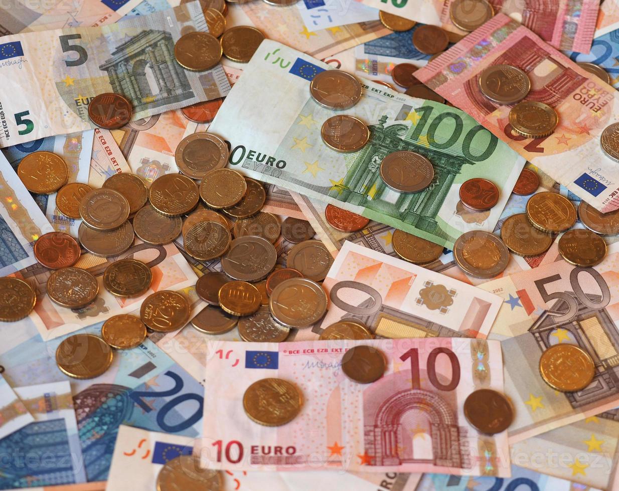 notas e moedas euro eur, união europeia eu foto