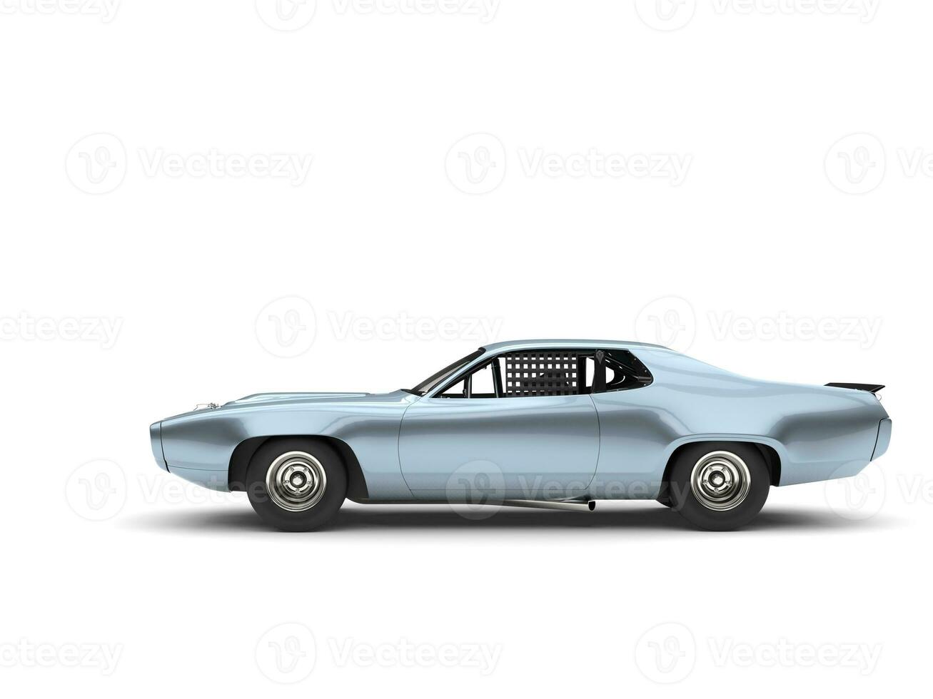 metálico brilhante azul vintage raça carro - lado Visão foto
