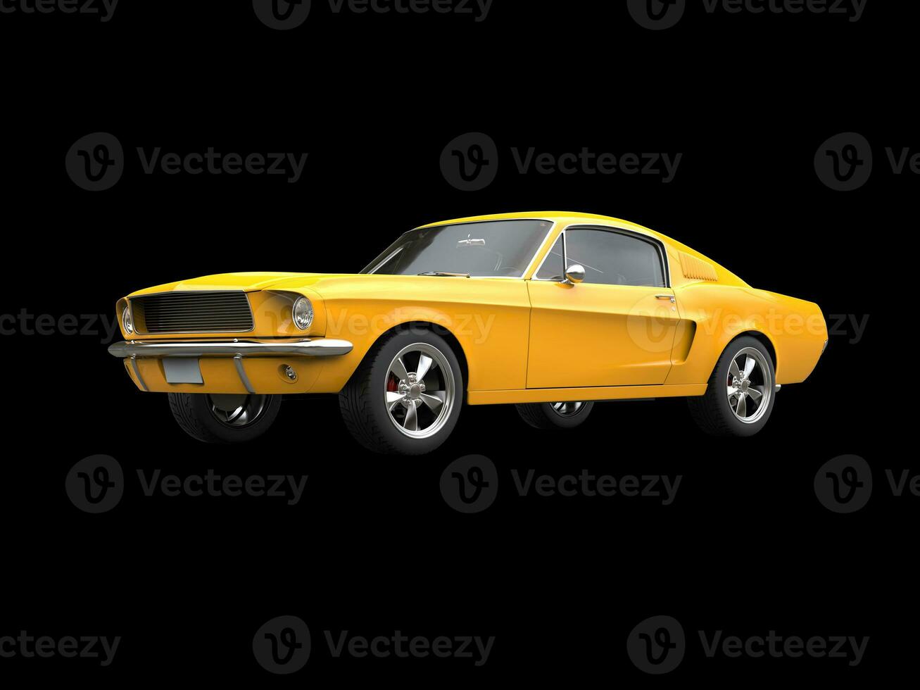Sol amarelo vintage americano músculo carro - frente Visão fechar-se tiro foto