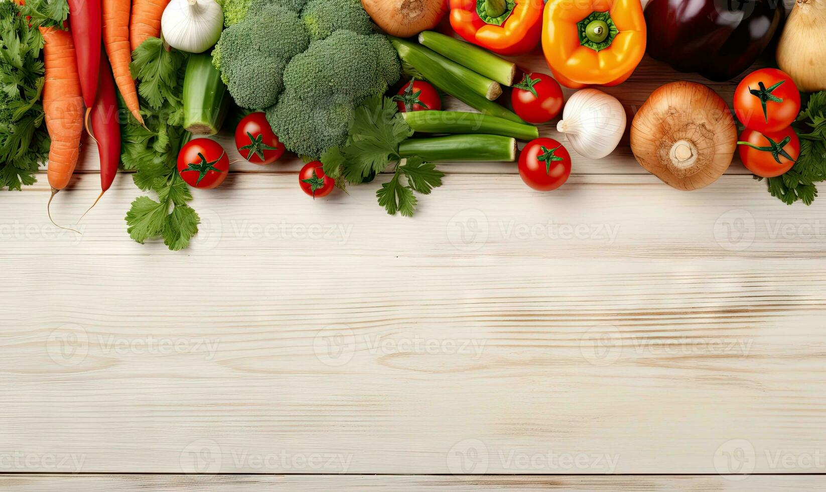 topo Visão legumes em luz madeira fundo. cópia de espaço. vegetariano orgânico Comida bandeira. criada de ai Ferramentas foto