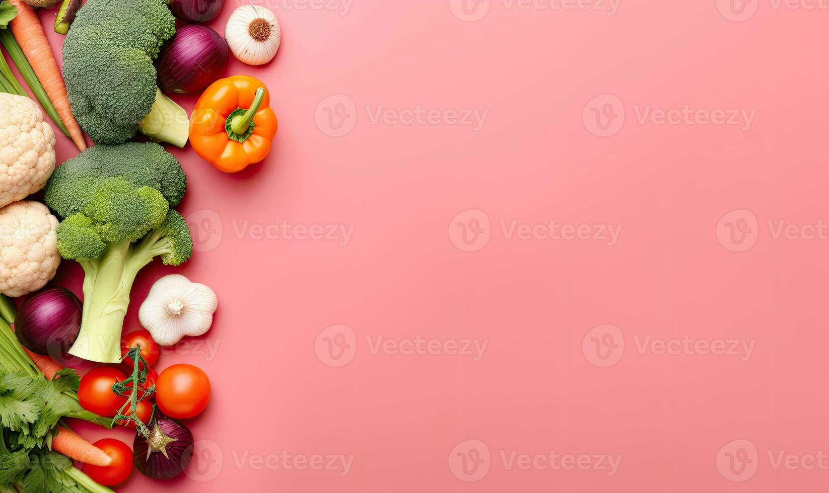 topo Visão legumes em Rosa fundo. ai generativo foto