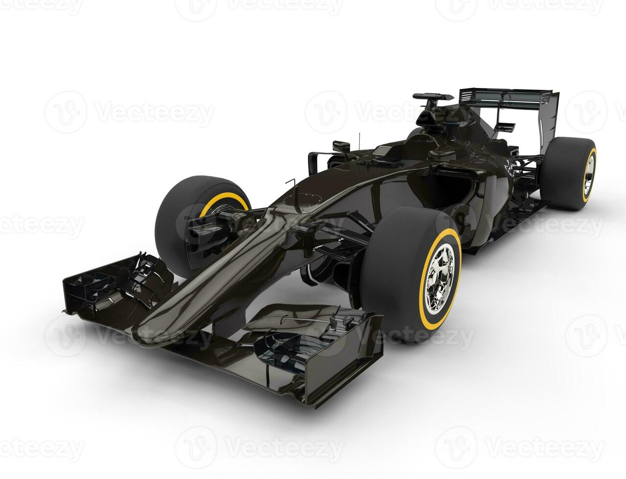 Sombrio Castanho Fórmula 1 carro - isolado em branco fundo. foto