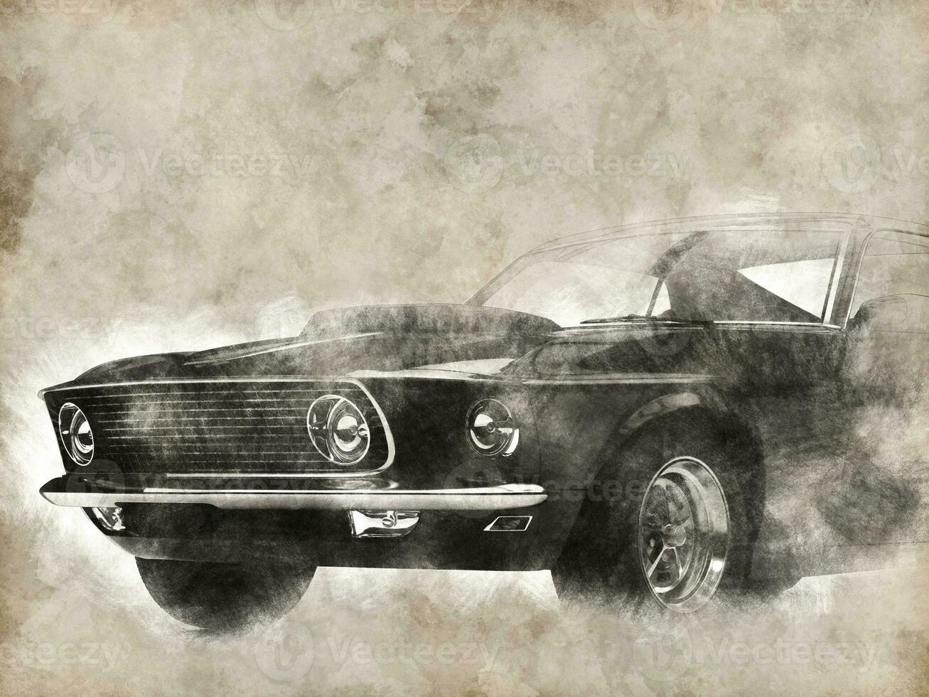 ilustração do impressionante vintage músculo carro foto