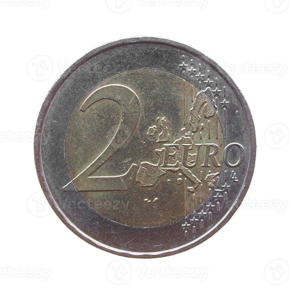 moeda de dois euros isolada foto
