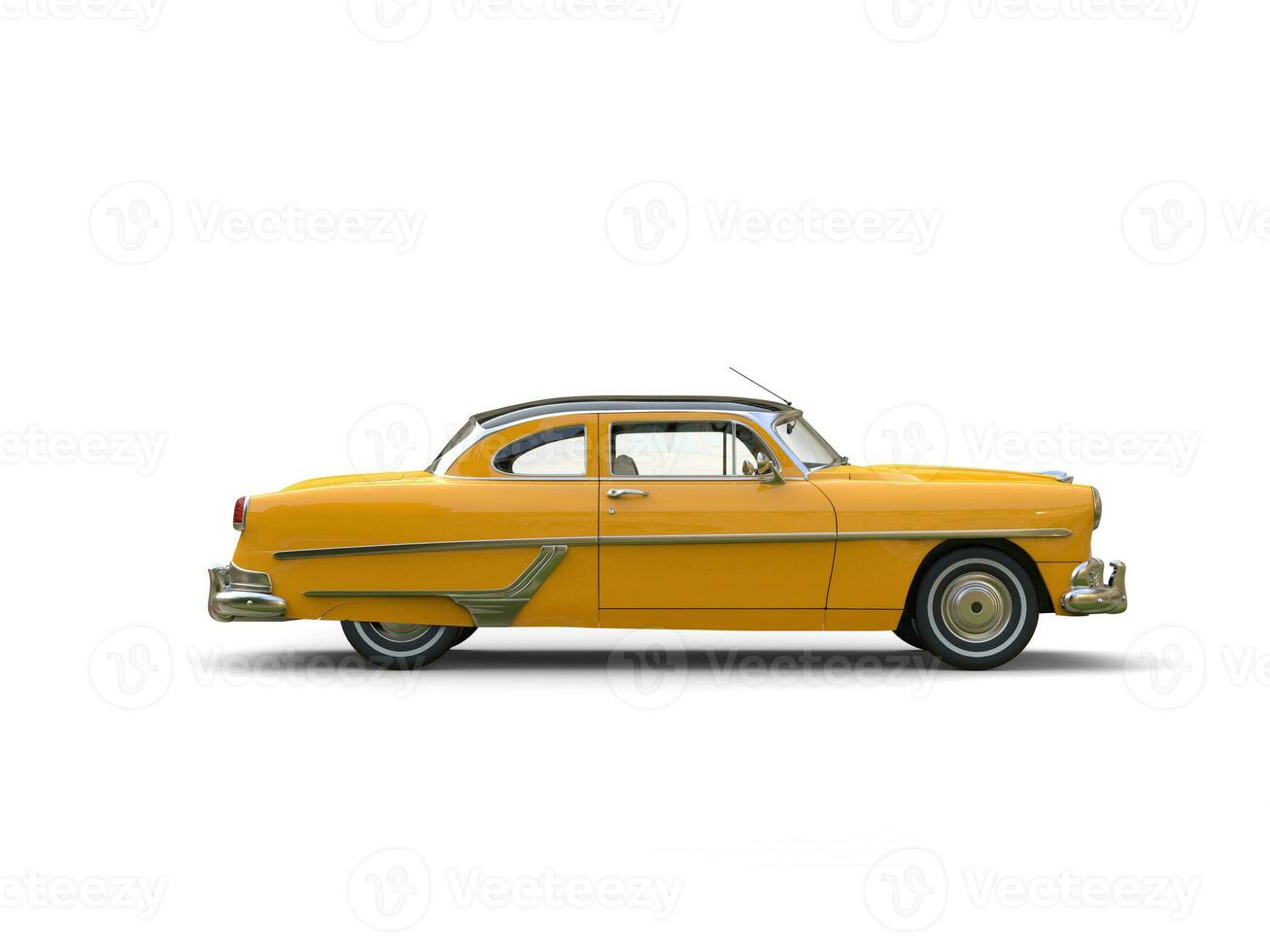 bonita amarelo vintage carro - lado Visão foto