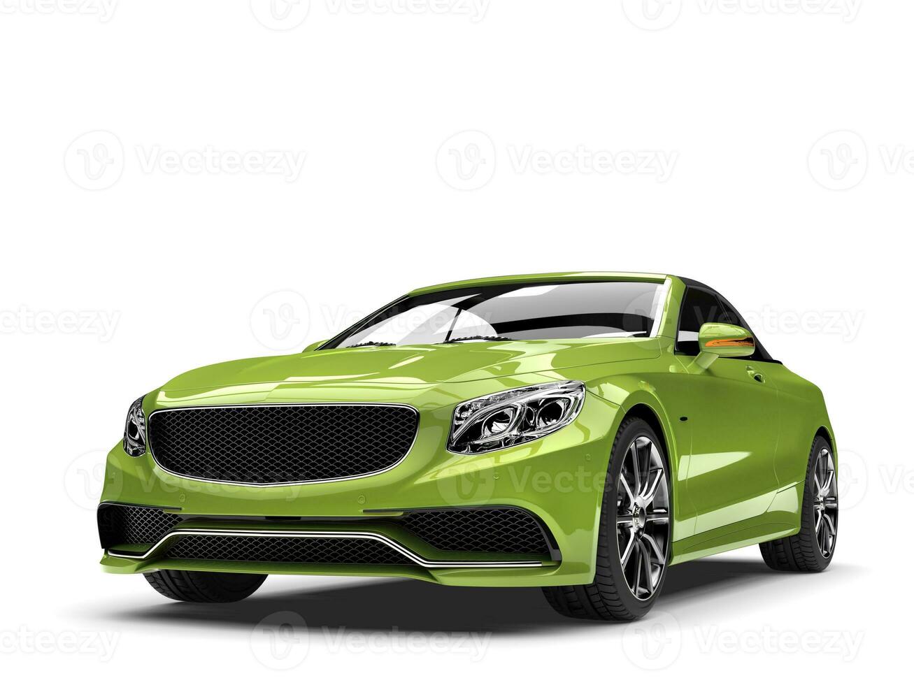 metálico verde moderno luxo conversível carro - frente Visão fechar-se tiro foto