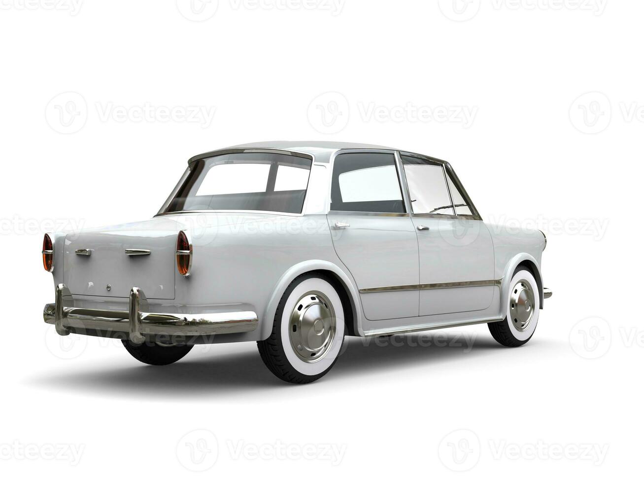 brilhante branco vintage velho compactar carro - costas lado baixa Visão foto