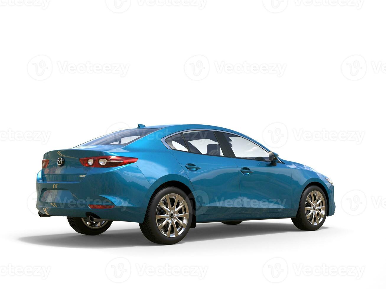 metálico azul Mazda 3 2019 - 2022 modelo - lado Visão - 3d ilustração - isolado em branco fundo foto