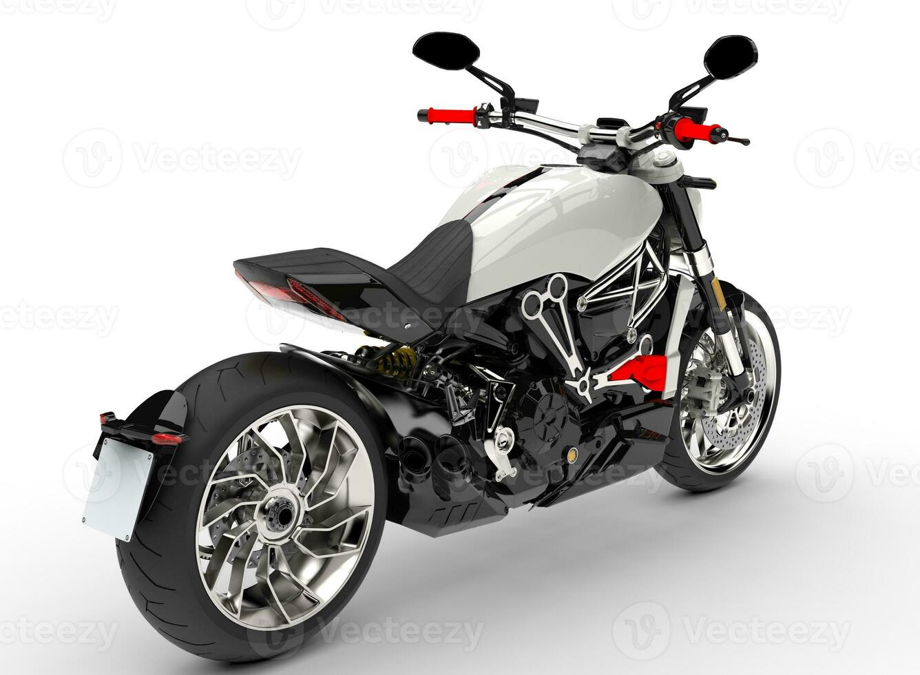 base branco moderno poderoso motocicleta - traseiro lado Visão foto