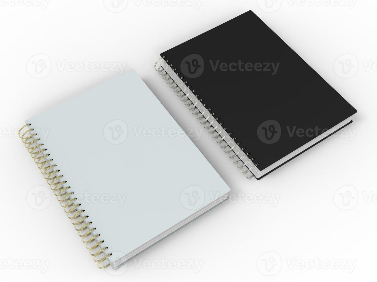 Preto e branco cadernos com espiral obrigatório - lado de lado foto
