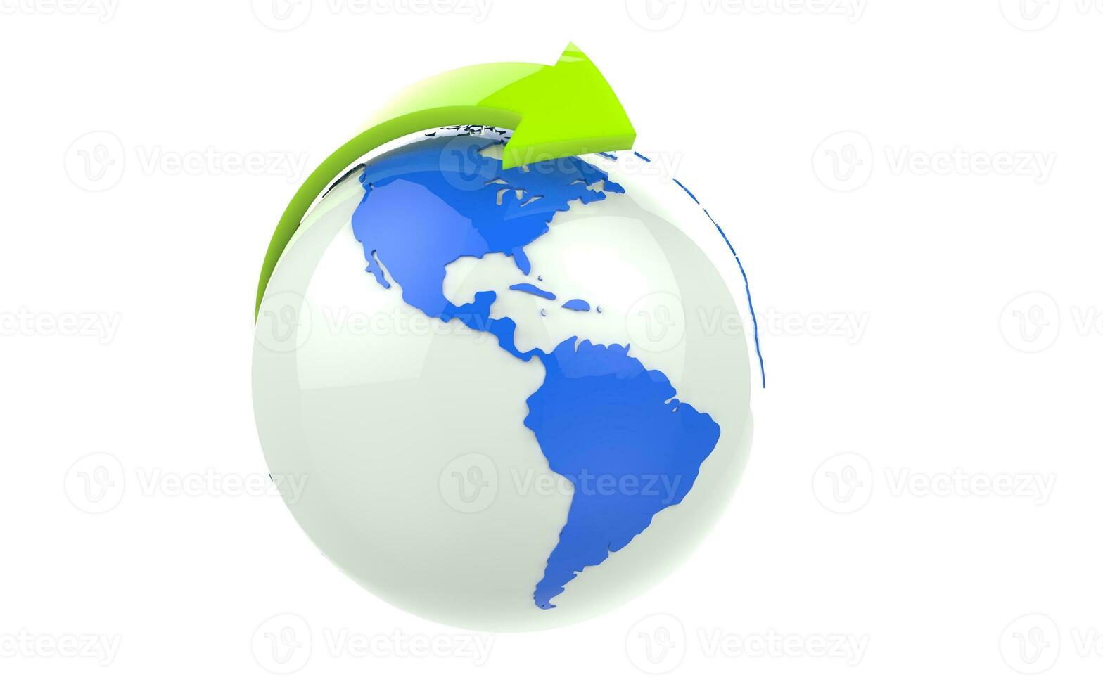 azul eco globo com verde seta foto