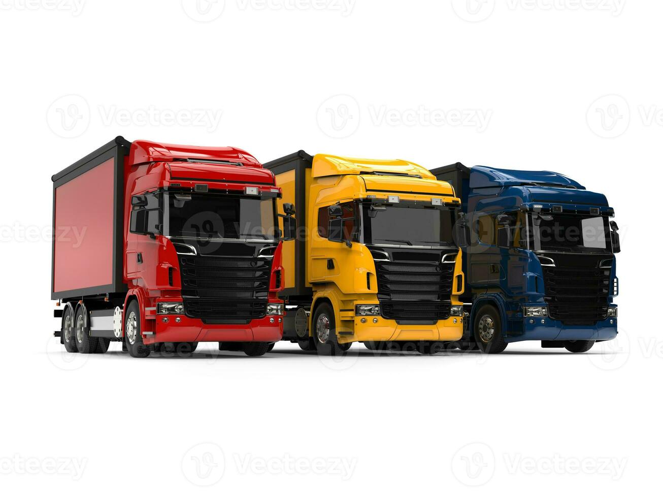 pesado transporte caminhões - vermelho, azul e amarelo foto