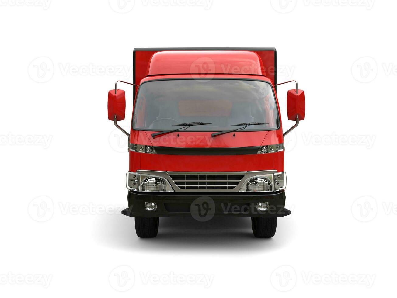 pequeno vermelho caixa caminhão - frente Visão foto